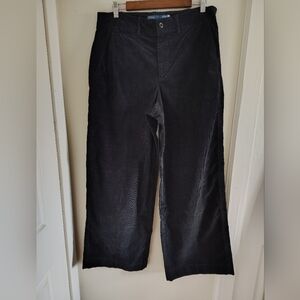 Polo Ralph Lauren Black Corduroy Wide Leg Minimalist Preppy Trouser Pants 12 NWT